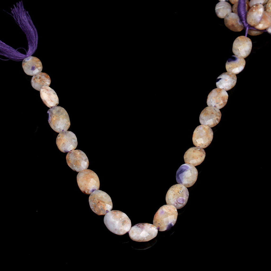 Tiffany Opal White Purple Oval Faceted Natural Beads 8 Inches Strands