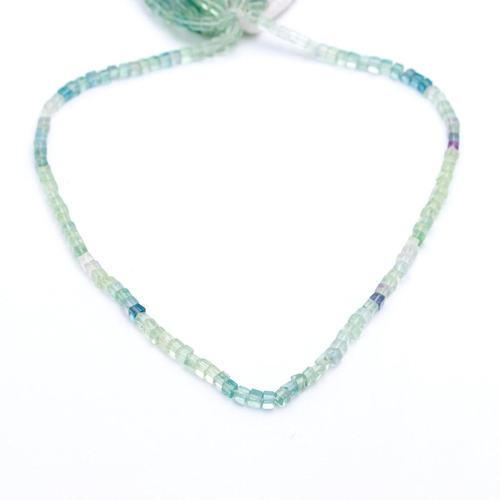 Fluorite Green Square Smooth Natural Beads 16 Inches