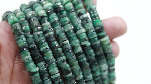 Emerald Green Tire Faceted Natural Beads 8 Inches Strands