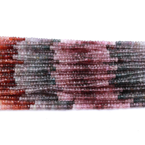 Multi Spinel Multicolor Rondelle Faceted Natural Beads 12.5 Inches Strands