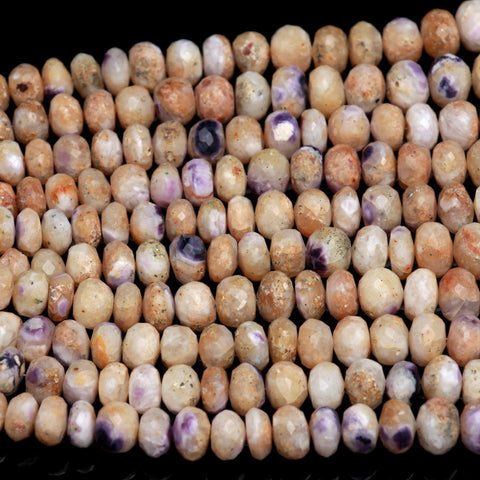 Tiffany Opal White Purple Rondell Faceted Natural Beads 8 Inches