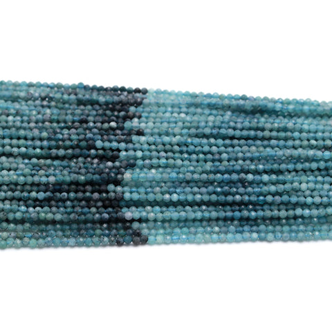 Blue Tourmaline Shaded Blue Round Faceted Natural Beads 12.5 Inches Strands