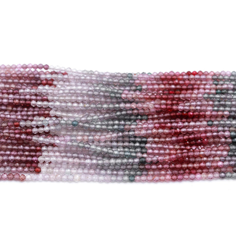 Multi Spinel Multicolor Round Faceted Natural Beads 12.5 Inches Strands