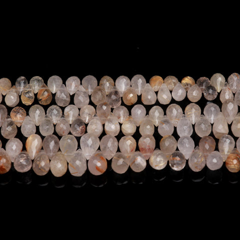 Tiffany Opal White Drop Faceted Natural Beads 8 Inches Strands