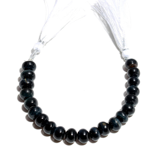 Onyx Black Rondell Smooth Natural Beads 8 Inches Starnds