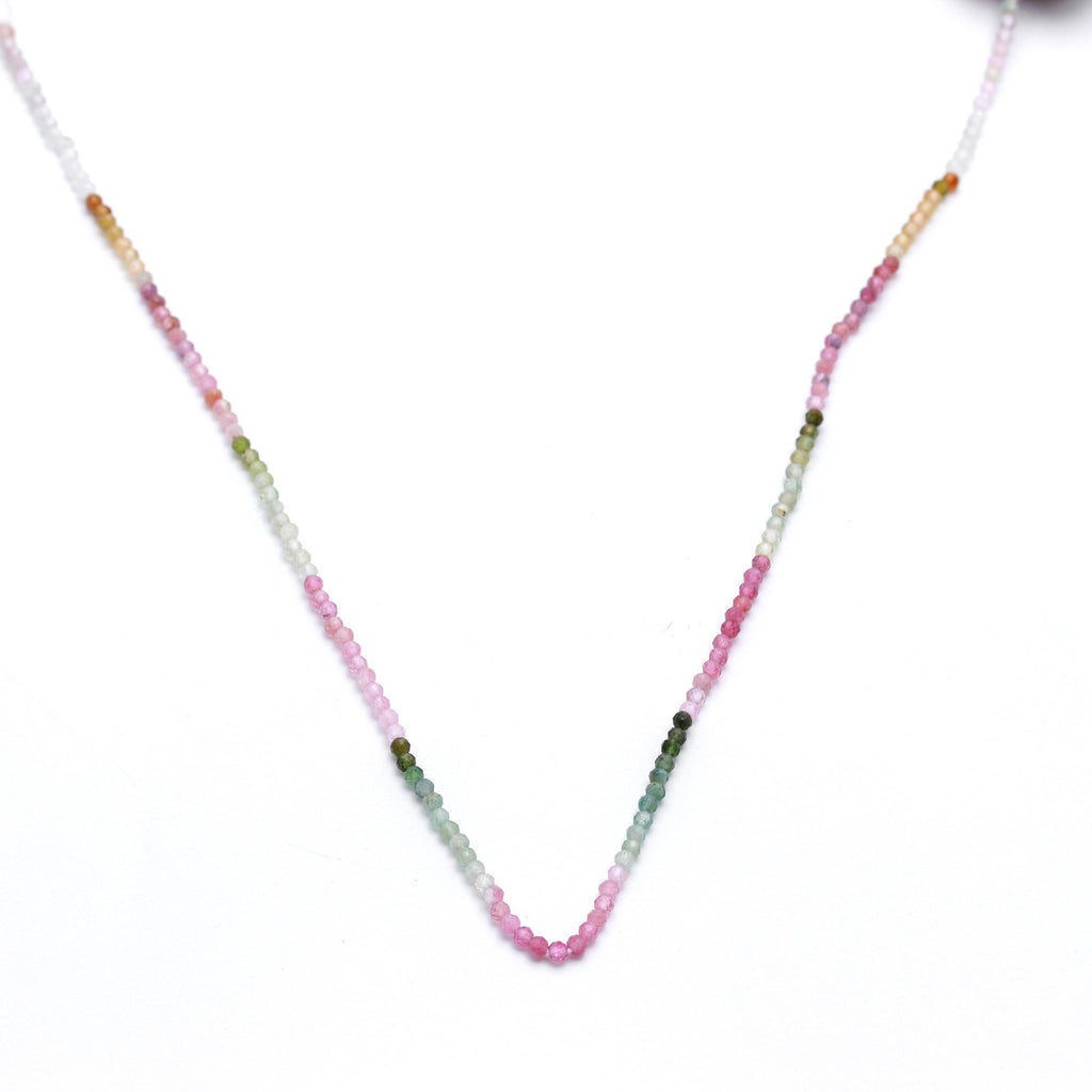 Watermelon Tourmaline Shaded Multicolor Round Faceted Natural Beads 12.5 Inches