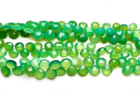 Chrysoprase  Green Heart Faceted Natural Beads