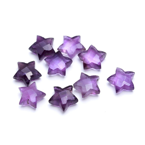 Amethyst Purple Star Carving Natural 10 MM Beads