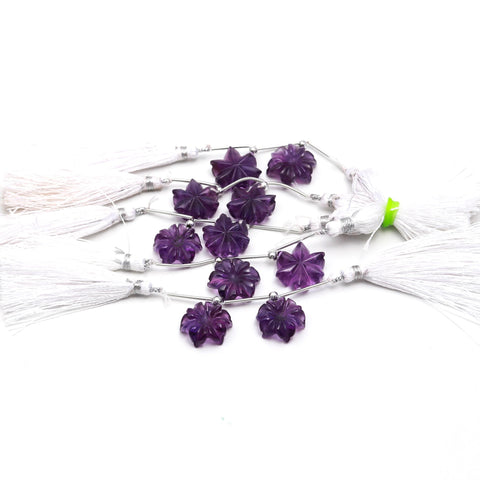 Amethyst Purple Petal Flower Carving Natural Beads