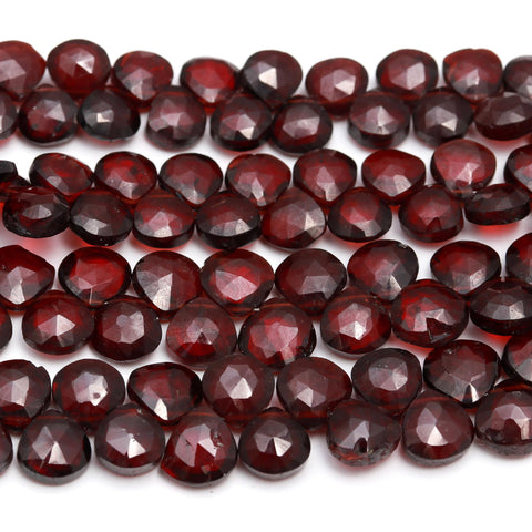 Garnet Red Heart Faceted Natural Beads 8 Inches Strands for jewelry craft