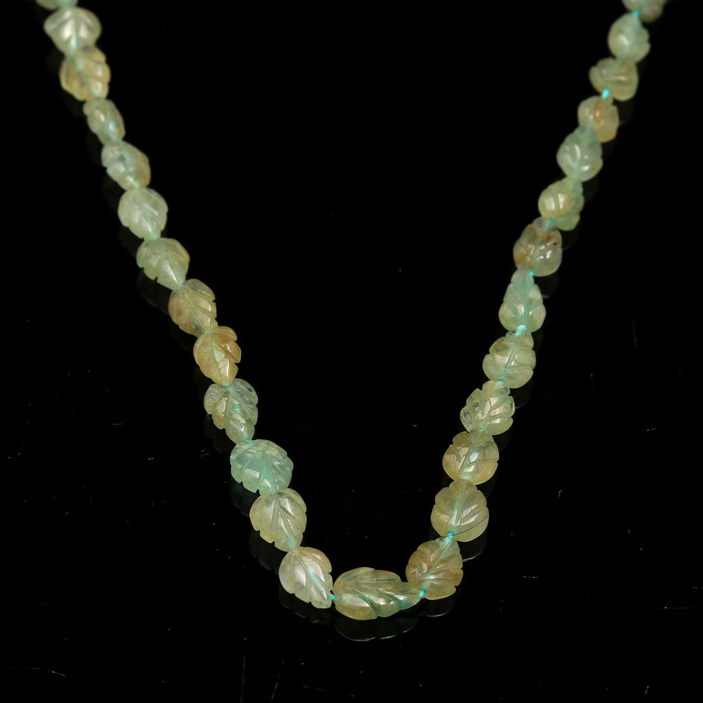 Prehnite Green Shell Carving Natural Beads 15 inches Strands