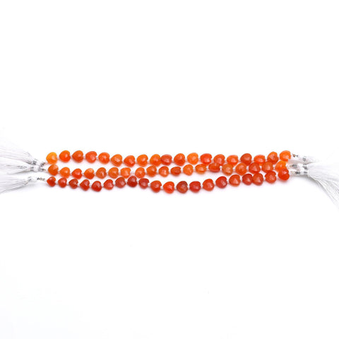 Carnelian Orange Heart Faceted Natural Beads 8 Inches strands