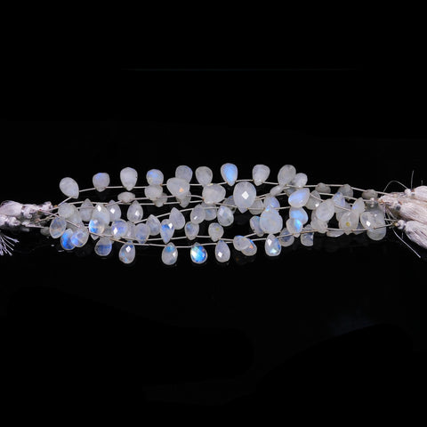 Rainbow Moonstone White Pear Faceted Natural Beads 8 Inches Strands