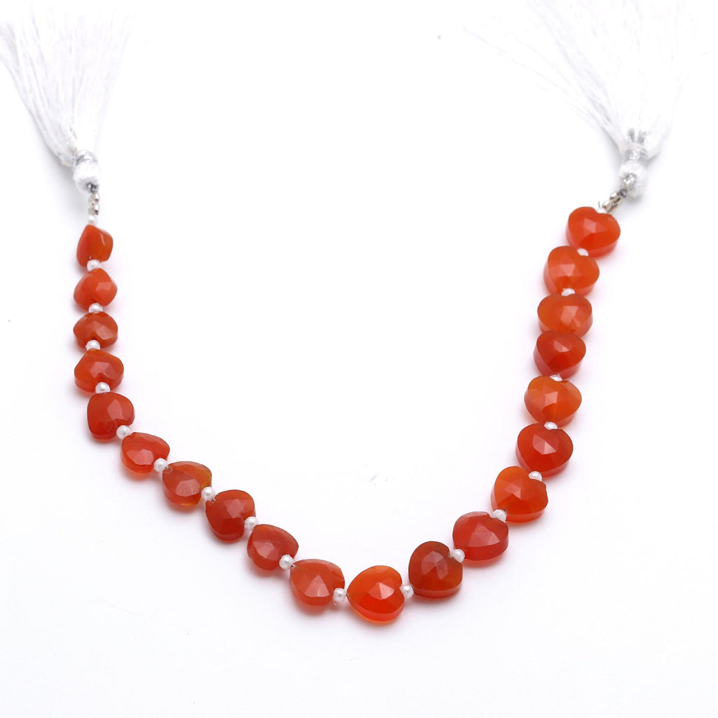 Carnelian Orange Heart Faceted Natural Beads 8 Inches strands