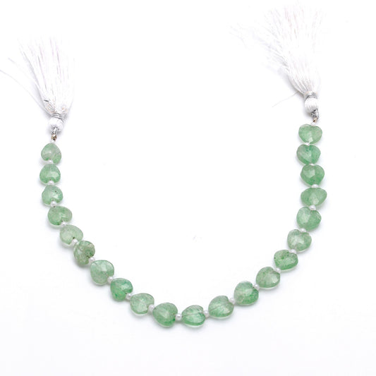 Green Strawberry Quartz Green Heart Faceted Natural Beads 8 Inches Strands