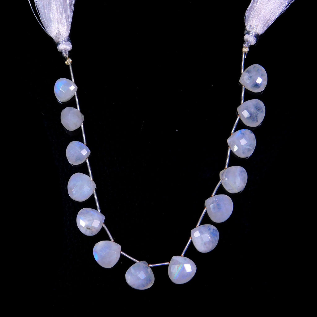 Rainbow Moonstone White Heart Faceted Natural Beads 8 Inches Strands