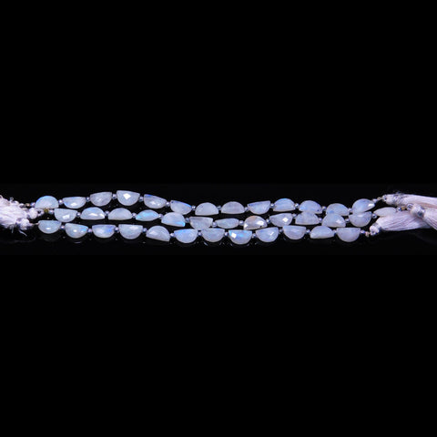 Rainbow Moonstone White D Shape Faceted Natural Beads 8 Inches Strands