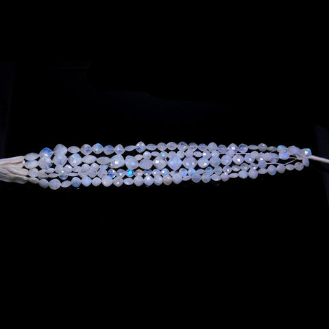 Rainbow Moonstone White Square Faceted Natural Beads 8 Inches Strands