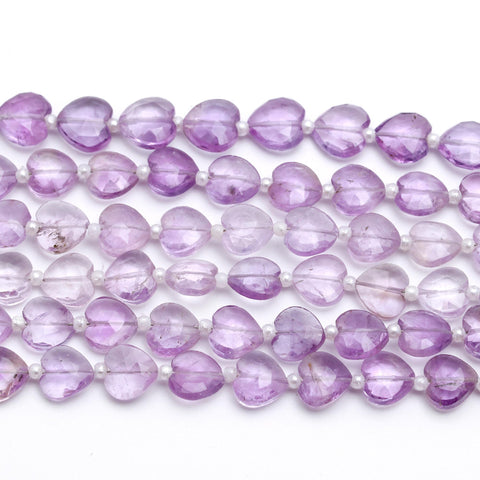 Amethyst Pink Heart Faceted Natural Beads 8 Inches Strands