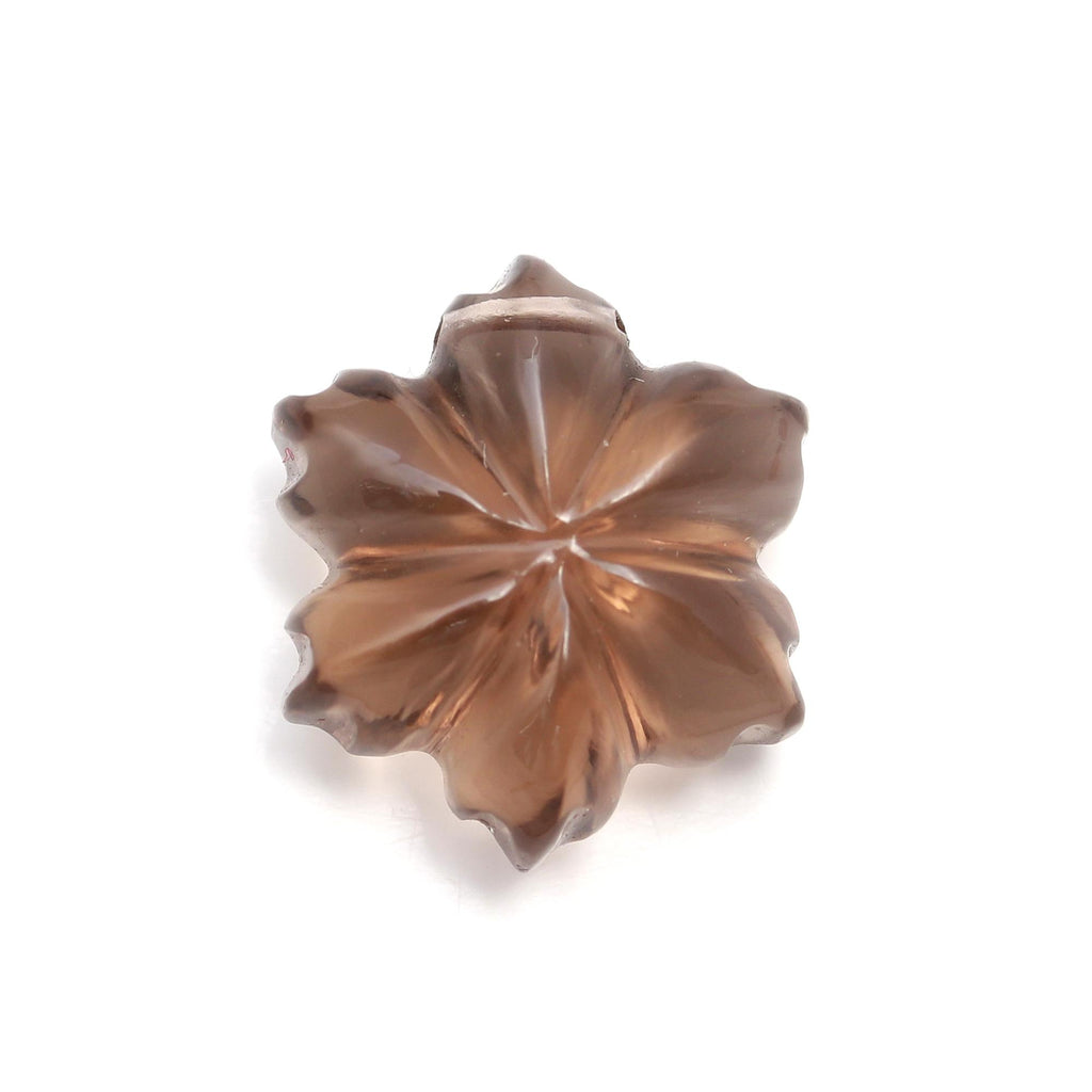 Smoky Quartz Flower Carving Natural 13 MM Stone