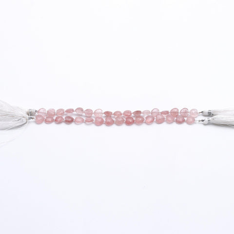 Pink Strawberry Quartz Pink Heart Faceted Natural Beads 8 Inches Strands