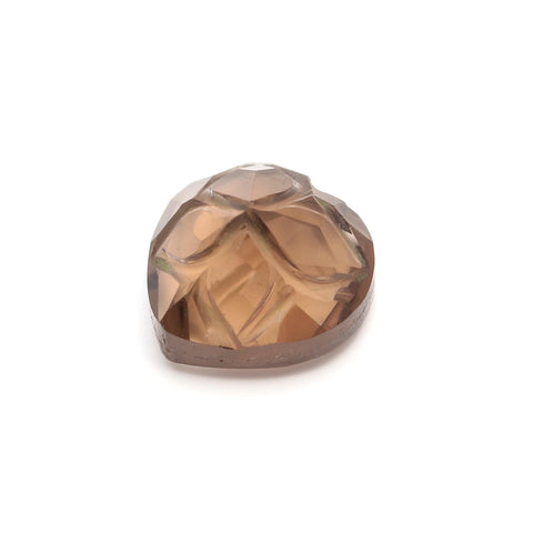 Smoky Quartz Brown Heart Carving Natural 9 MM Stone