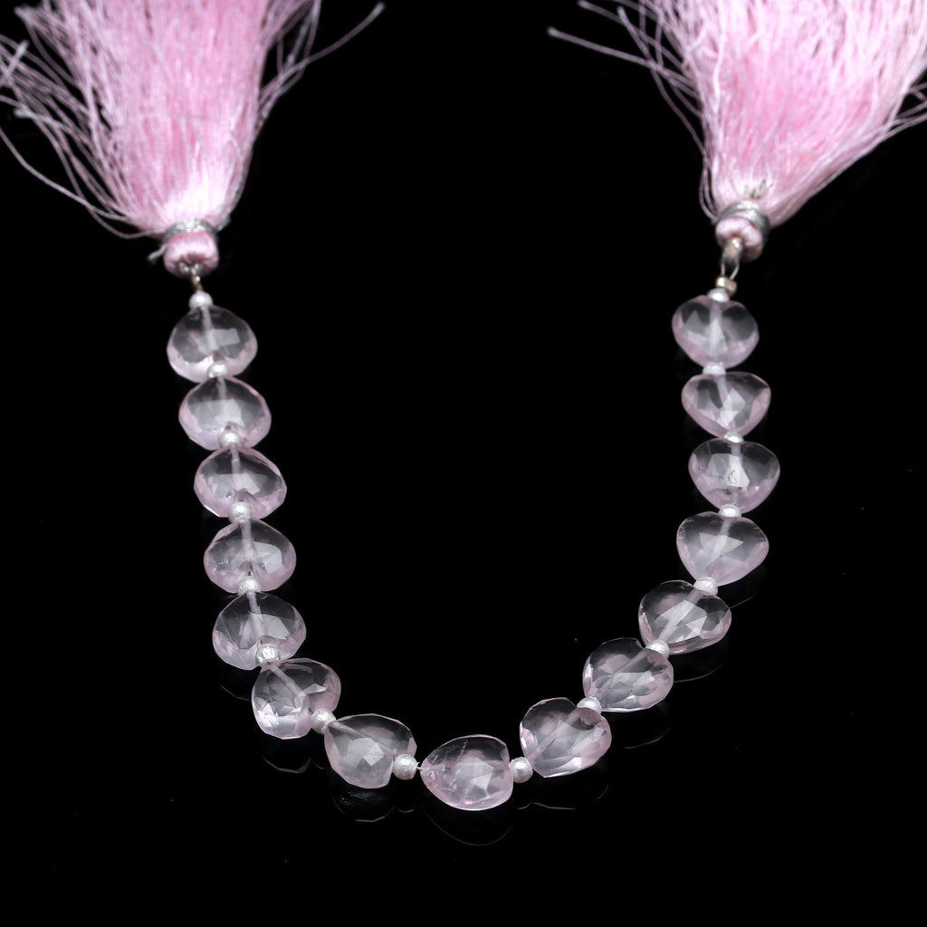 Rose Quartz Pink Heart Faceted Natural Beads 8 Inches Strands