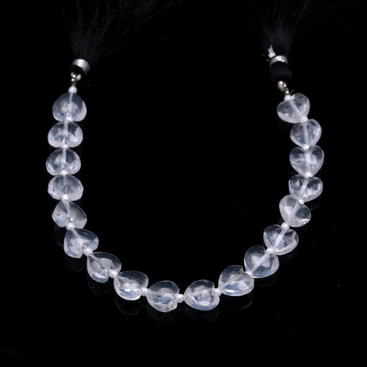 Rainbow Moonstone White Heart Faceted Natural Beads 8 Inches Strands