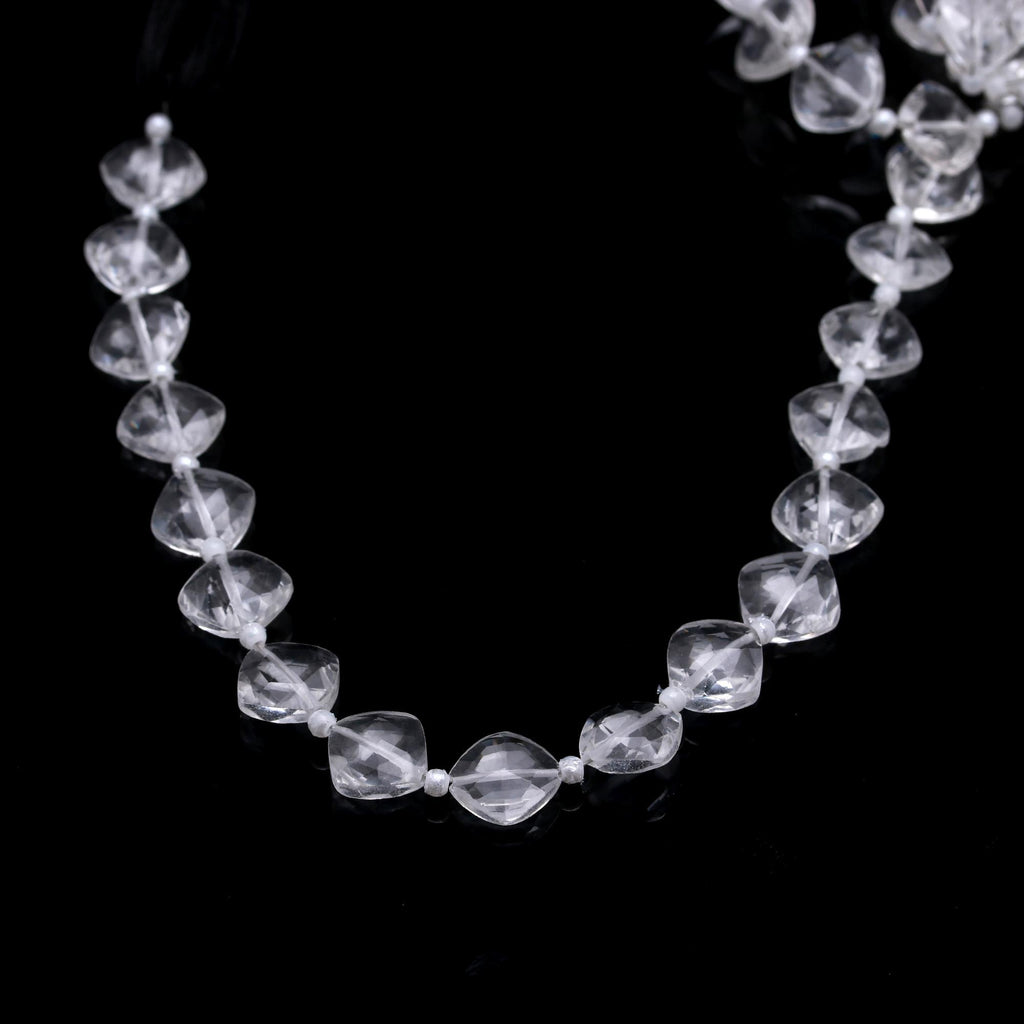 Crystal Quartz White Cushion Faceted Natural Beads 8 Inches Strands