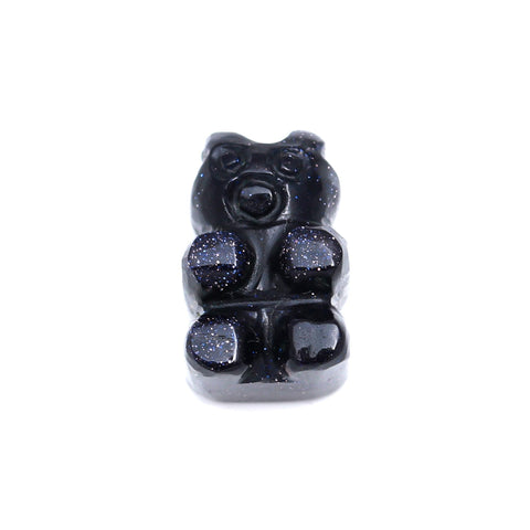 Blackstone Teddy Bear Black Carving Natural 12 MM Stone