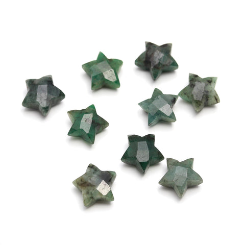 Emerald Green Star Carving Natural 9 MM Stone