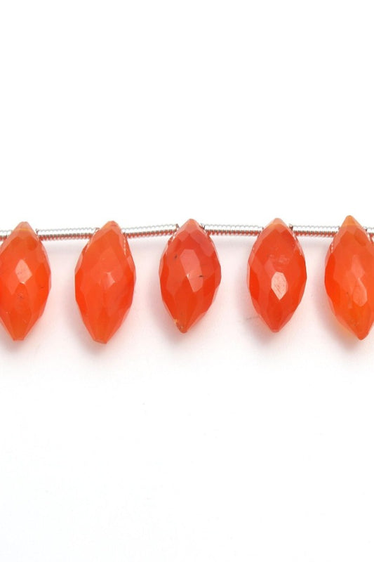 Carnelian Orange Dew Drop Faceted Natural Beads