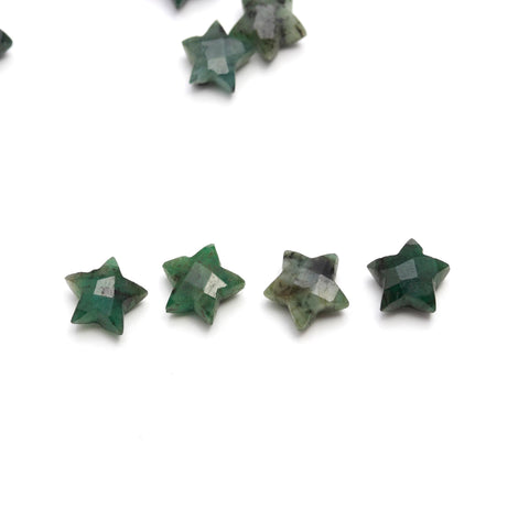 Emerald Green Star Carving Natural 9 MM Stone