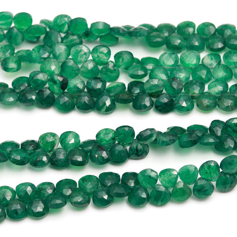 Green Onyx Heart Faceted Natural Beads 8 inches Strands