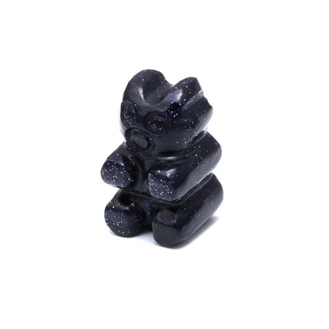 Blackstone Teddy Bear Black Carving Natural 12 MM Stone