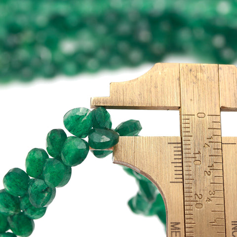 Green Onyx Heart Faceted Natural Beads 8 inches Strands