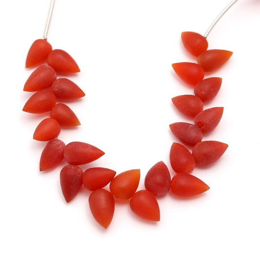 Carnelian Orange Drop Smooth Natural Beads 4 Inches Strands