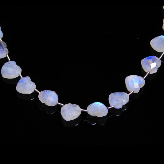 Rainbow Moonstone White Heart Faceted Natural Beads 8 Inches Strands