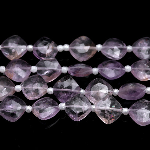 Amethyst Pink Cushion Faceted Natural Beads 8 Inches Strands