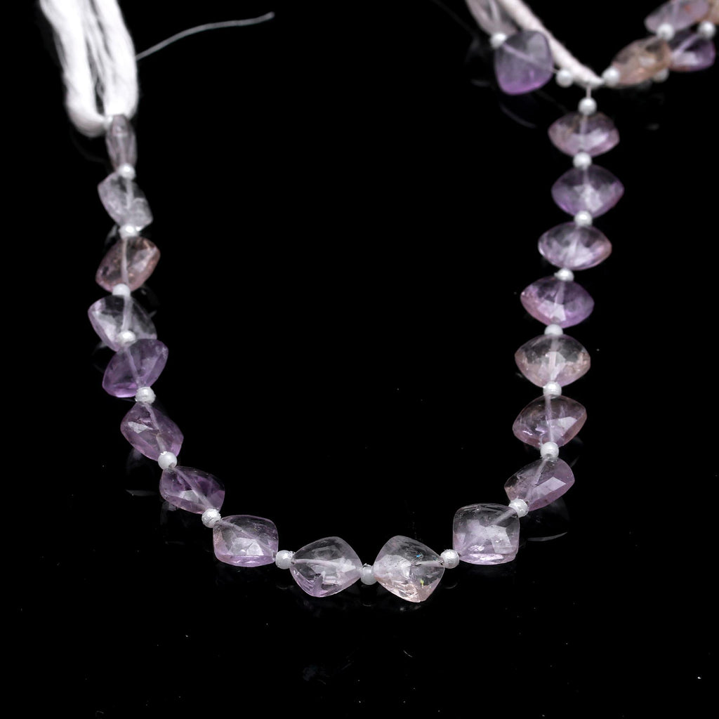 Amethyst Pink Cushion Faceted Natural Beads 8 Inches Strands