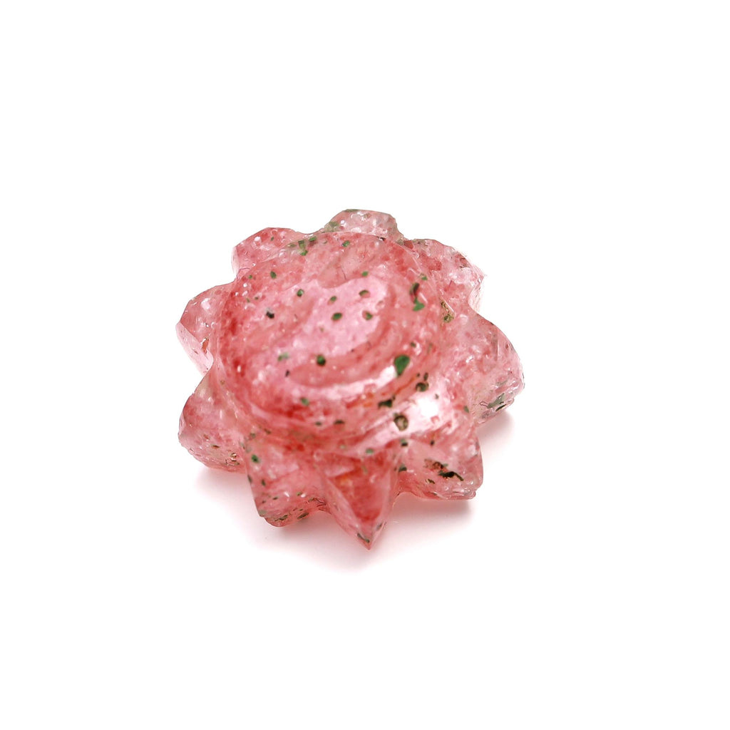 Strawberry Quartz Pink Rose Carving Natural 11 MM Stone