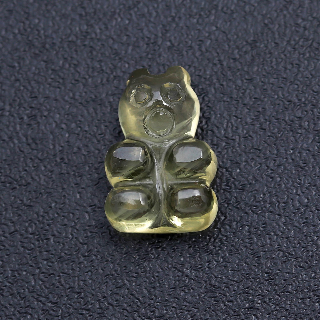 Lemon Quartz Yellow Teddy Bear Carving Natural 14 MM Stone