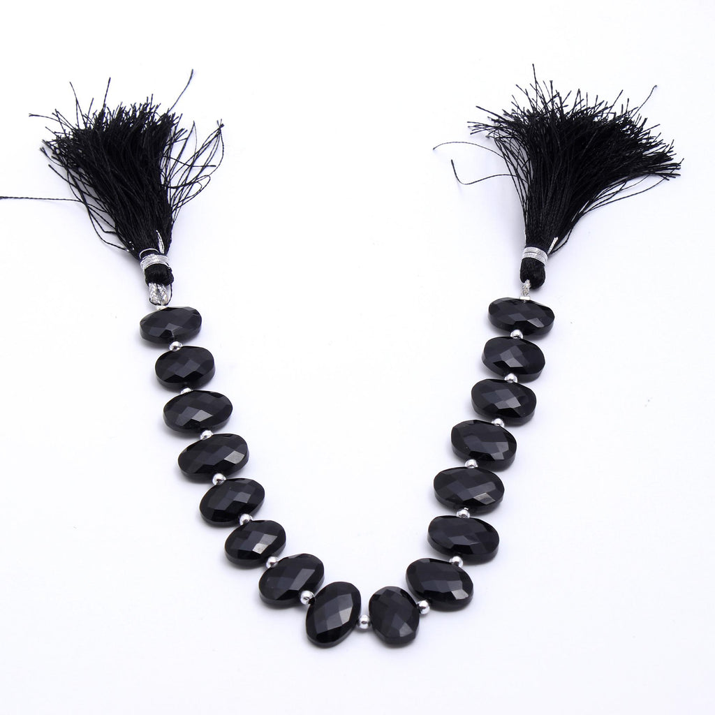 Onyx Black Oval Faceted Natural Beads 8 Inches Strands