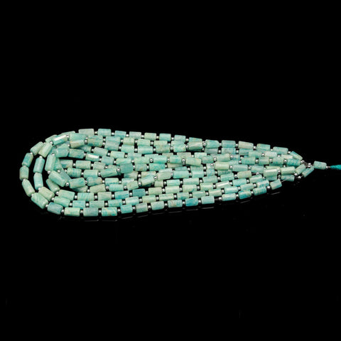 Amazonite Green Tube Faceted Natural Beads 16 inches Strands