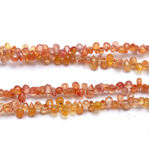 Natural Orange Sapphire Drop Shape  3 mm Faceted Beads 16 Inches Strands