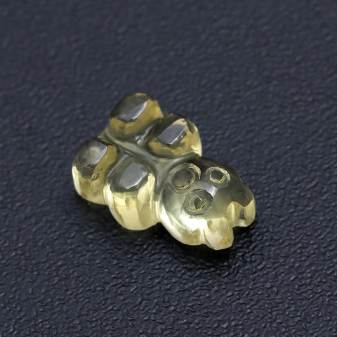 Lemon Quartz Yellow Teddy Bear Carving Natural 14 MM Stone