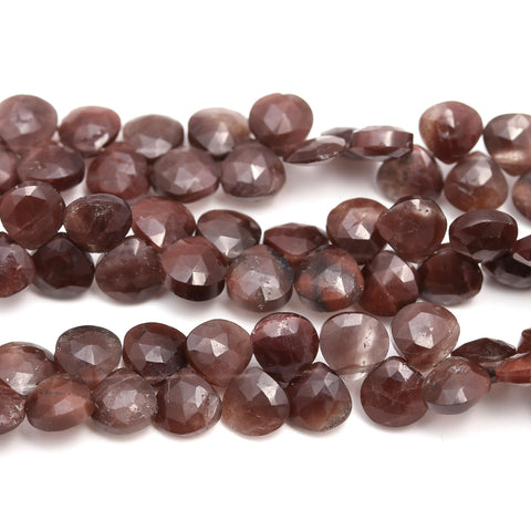 Chocolate Moonstone Brown Heart Faceted Natural Beads 8 Inches strands