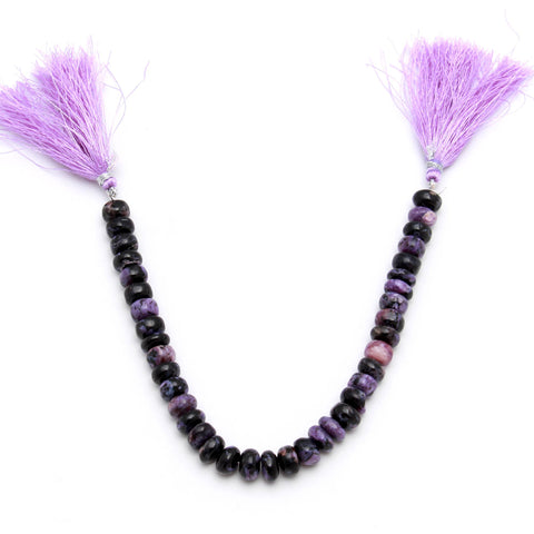 Charoite Purple Rondelle Smooth Natural Beads 8 Inches Strands