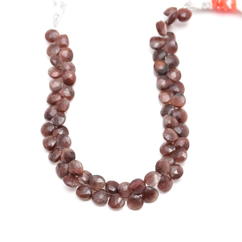 Chocolate Moonstone Brown Heart Faceted Natural Beads 8 Inches strands