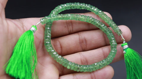 Green Apatite Green Tire Faceted Natural Beads 16 inches Strands